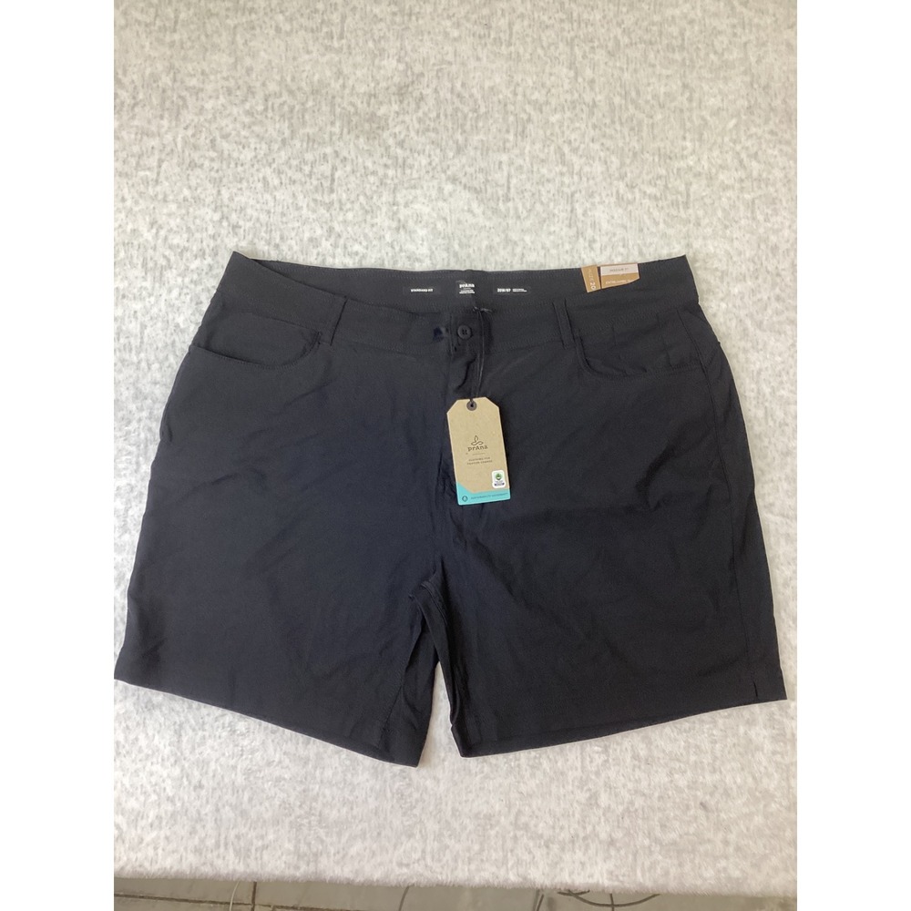 Prana Halle Short Plus II Womens Black 20W 7 Inch‎ Inseam Hiking Shorts NWT
